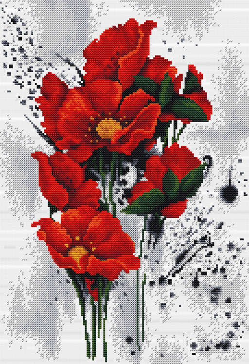 Cross Stitch Kit Luca-S - The Poppies, B7014 Cross Stitch Kits - HobbyJobby