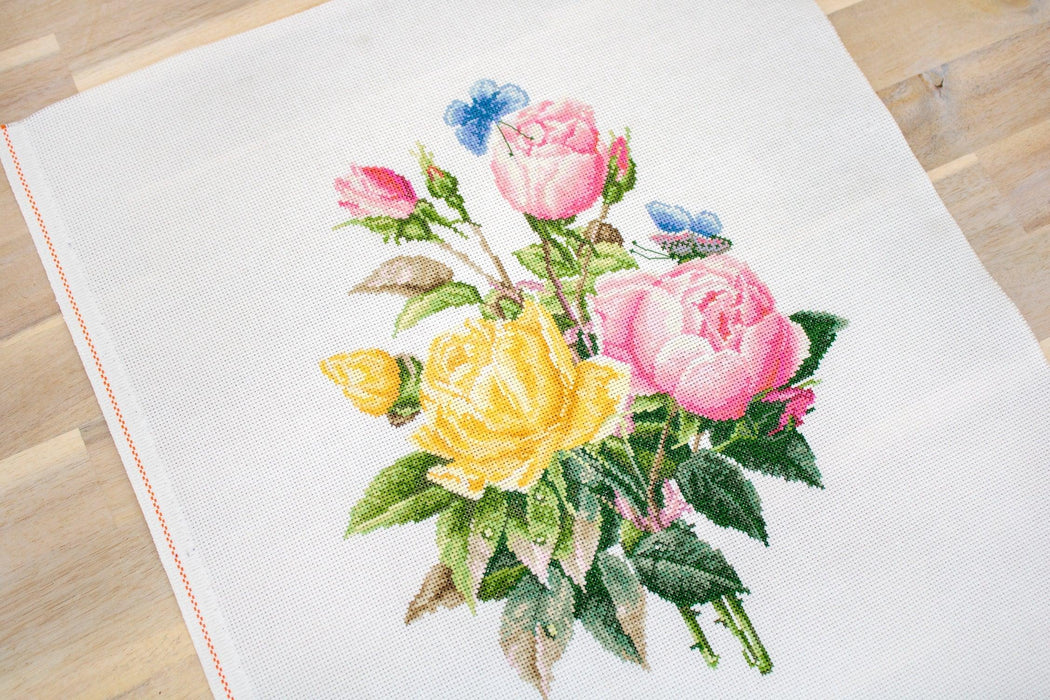 Cross Stitch Kit Luca-S - Yellow Roses and Bengal Roses, BU4003 - HobbyJobby