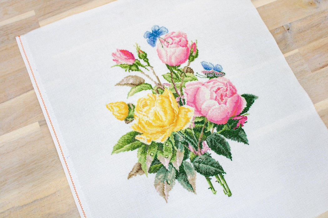 Cross Stitch Kit Luca-S - Yellow Roses and Bengal Roses, BU4003 - HobbyJobby