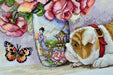 Cross Stitch Kit Merejka - Bulldog & Butterflies, K-94 Cross Stitch Kits - HobbyJobby