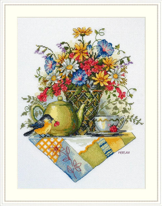 Cross Stitch Kit Merejka - Wildflower Tea, K-198 Cross Stitch Kits - HobbyJobby