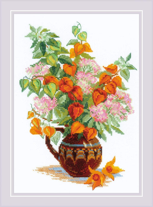 Cross Stitch Kit Riolis - Bouquet with Physalis, R2086 Cross Stitch Kits - HobbyJobby