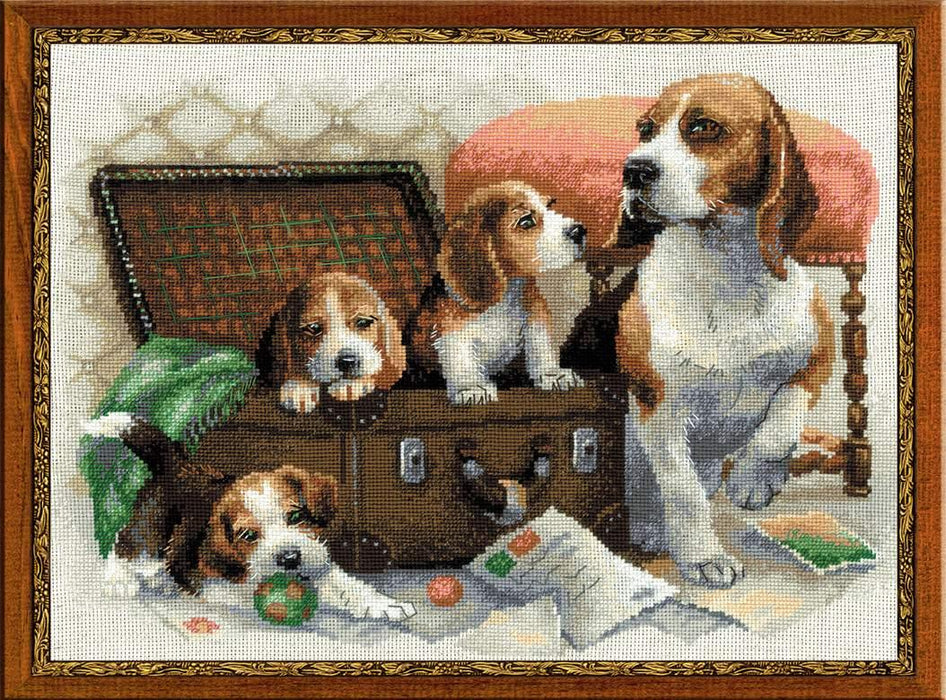 Cross Stitch Kit Riolis - Canine Family, R1328 Cross Stitch Kits - HobbyJobby