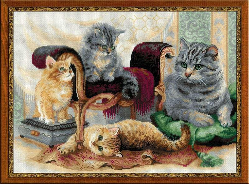 Cross Stitch Kit Riolis - Feline Family, R1327 Cross Stitch Kits - HobbyJobby