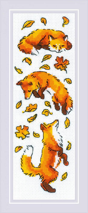 Cross Stitch Kit Riolis - Foxes in the Leaves, R1879 Cross Stitch Kits - HobbyJobby