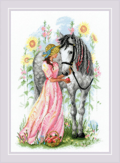 Cross Stitch Kit Riolis - Horse Girl, R2071 Cross Stitch Kits - HobbyJobby