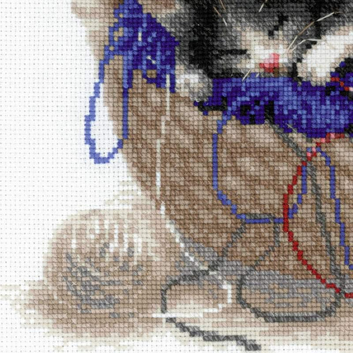 Cross Stitch Kit Riolis - Kittens in a Basket, R1724 Cross Stitch Kits - HobbyJobby