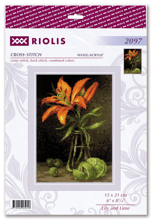 Cross Stitch Kit Riolis - Lily and Lime, R2097 Cross Stitch Kits - HobbyJobby