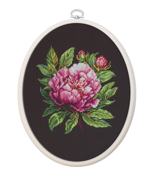 Cross Stitch Kit with Hoop Included Luca-S - BC204 ’’Peter Brand’’ Peony Cross Stitch Kits - HobbyJobby