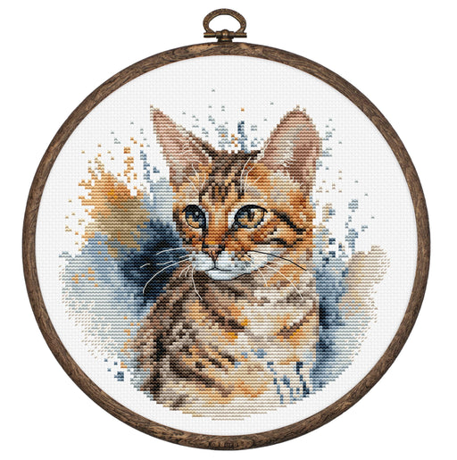 Cross Stitch Kit with Hoop Included Luca-S - BC210, The Bengal Cat Cross Stitch Kits - HobbyJobby