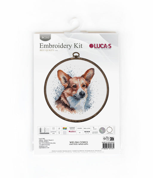 Cross Stitch Kit with Hoop Included Luca-S - BC212, Welsh Corgi Cross Stitch Kits - HobbyJobby