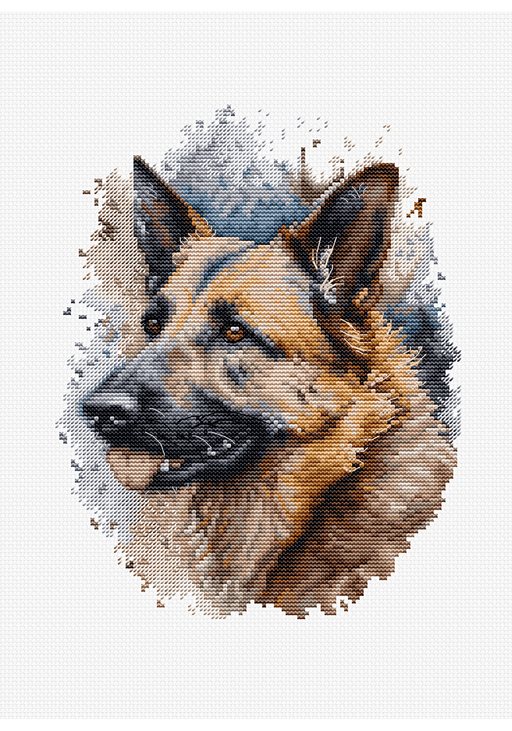 Cross Stitch Kit with Hoop Included Luca-S - BC214 The German Shepherd Cross Stitch Kits - HobbyJobby