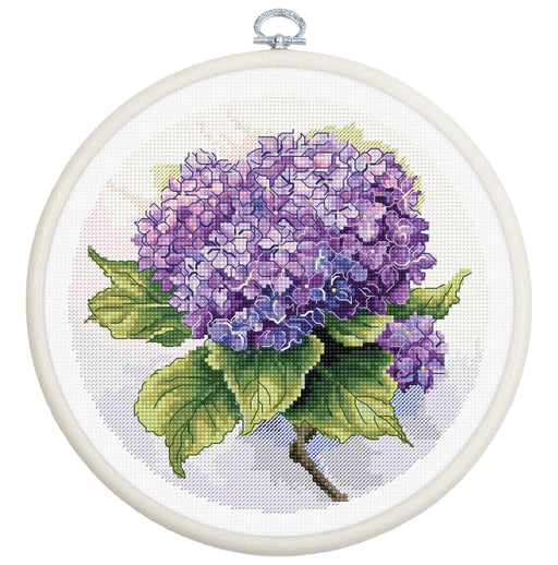 Cross Stitch Kit with Hoop Included Luca-S - Hydrangea, BC225 Cross Stitch Kits - HobbyJobby