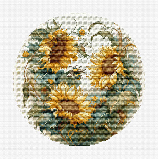 Cross Stitch Kit with Hoop Included Luca-S - Sunflower, BC202 Cross Stitch Kits - HobbyJobby