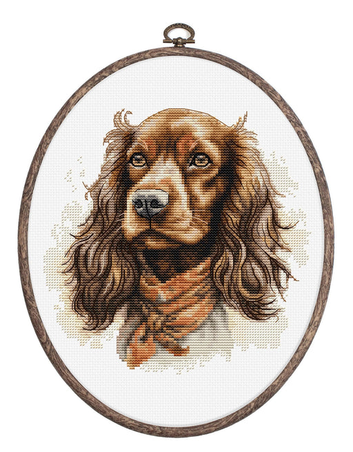 Cross Stitch Kit with Hoop Included Luca-S - The Cocker Spaniel, BC223 Cross Stitch Kits - HobbyJobby