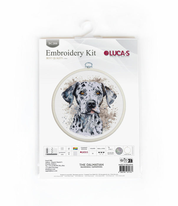 Cross Stitch Kit with Hoop Included Luca-S - The Dalmatian, BC208 Cross Stitch Kits - HobbyJobby