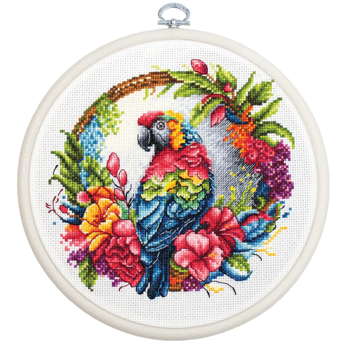 Cross Stitch Kit with Hoop Included Luca-S - The Tropical Parrot, BC201 Cross Stitch Kits - HobbyJobby