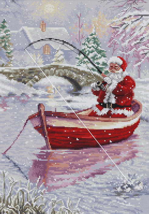 Cross Stitch Pattern Luca-S - Santa Fishing, P5014 - HobbyJobby