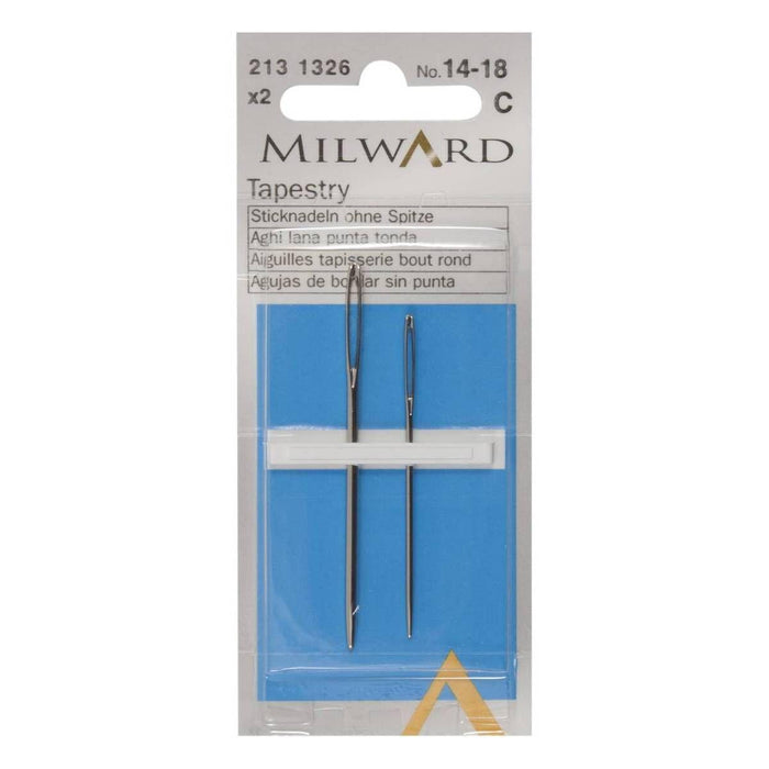 Milward Tapestry Needles No. 14 and 18 - 2 Pack Needles - HobbyJobby