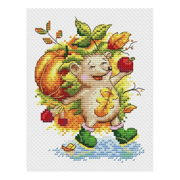 MP Studia Cross Stitch Kit - Autumn Hedgehog MP Studia Cross Stitch Kits - HobbyJobby