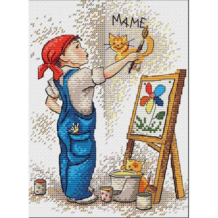 MP Studia Cross Stitch Kit - Boy Artist MP Studia Cross Stitch Kits - HobbyJobby