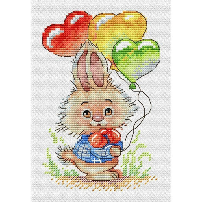 MP Studia Cross Stitch Kit - Bunny With Balloons MP Studia Cross Stitch Kits - HobbyJobby