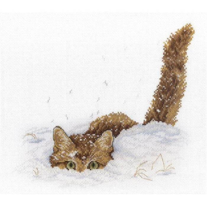 MP Studia Cross Stitch Kit - Cat In The Snow MP Studia Cross Stitch Kits - HobbyJobby