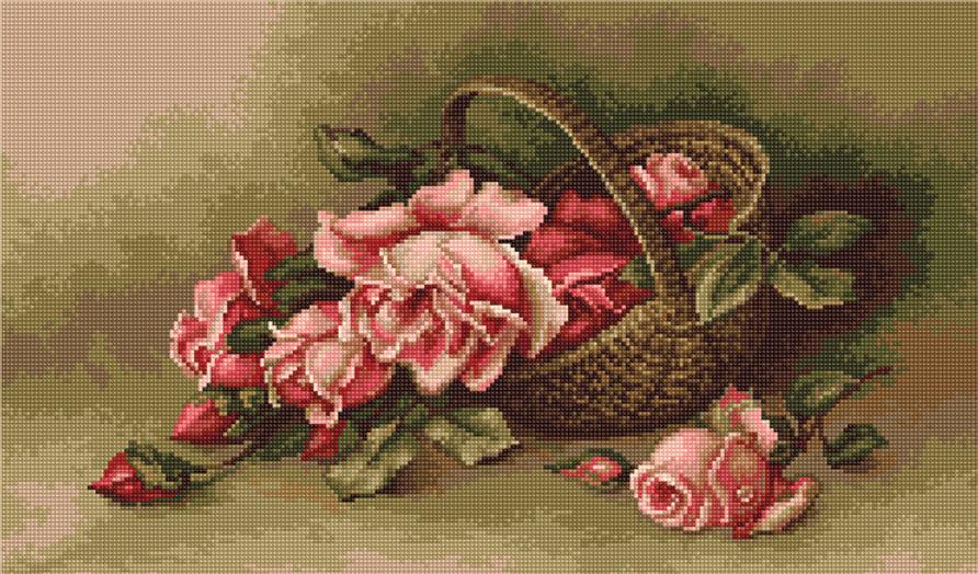 Petit Point Kit Luca-S - Basket with Flowers G483 Petit Point Kits - HobbyJobby