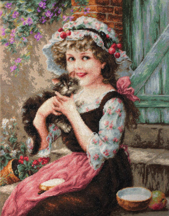 Petit Point Kit Luca-S - Little Girl with Kitten, G538 - Luca-S