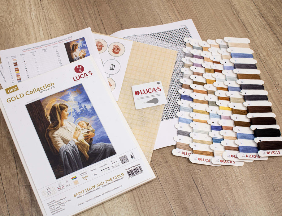 Petit Point Kit Luca-S - Saint Mary and The Child, GOLD Collection, G617 Petit Point Kits - HobbyJobby