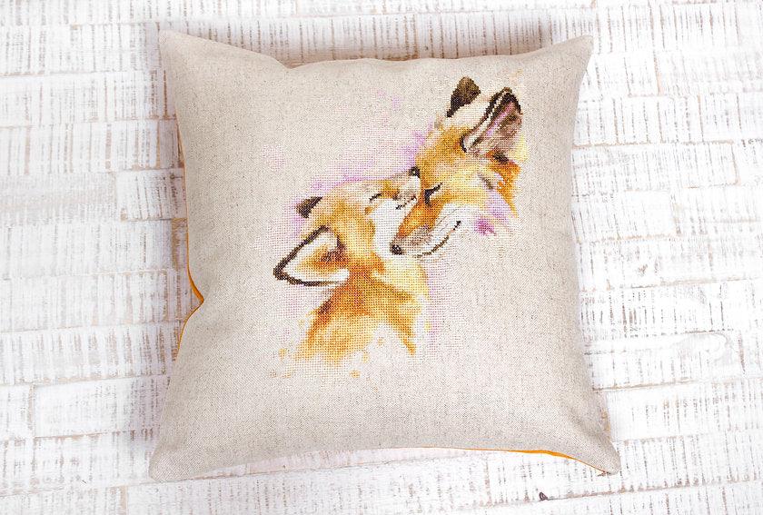 Pillow Kit - Cross Stitch - Foxes, PB163 - Luca-S