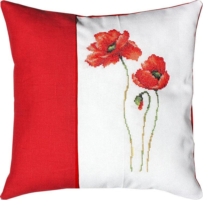 Pillow Kit - Cross Stitch - Poppies, PB120 - Luca-S