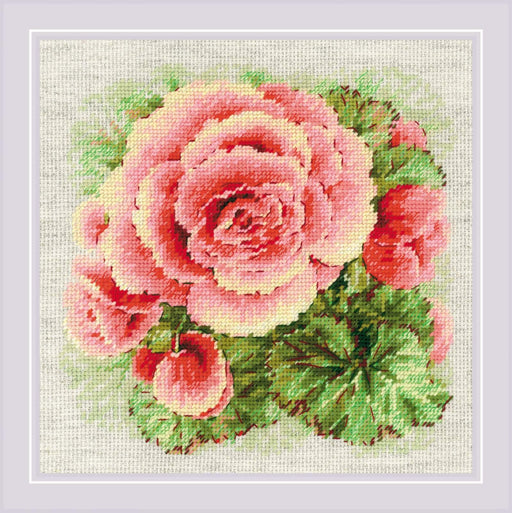 Riolis Cross Stitch Kit - Begonia Cross Stitch Kits - HobbyJobby