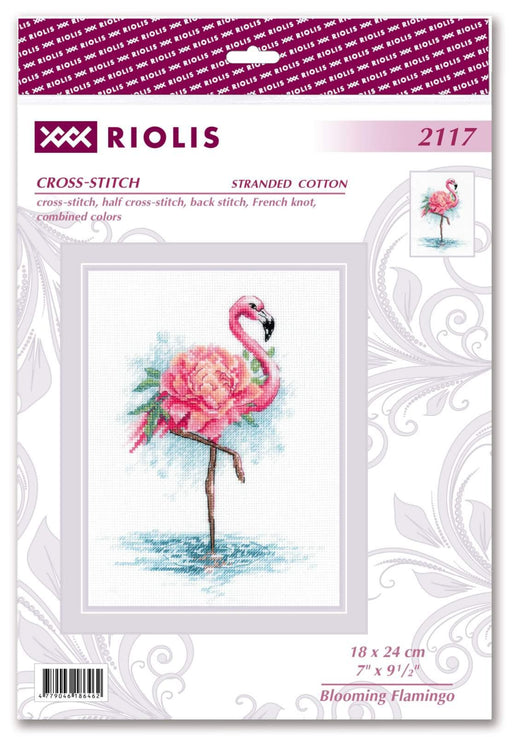 Riolis Cross Stitch Kit - Blooming Flamingo Cross Stitch Kits - HobbyJobby