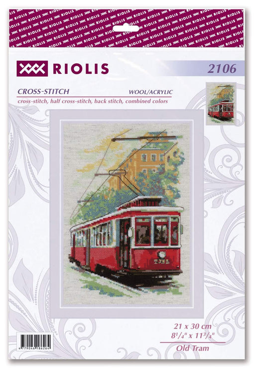 Riolis Cross Stitch Kit - Old Tram Cross Stitch Kits - HobbyJobby