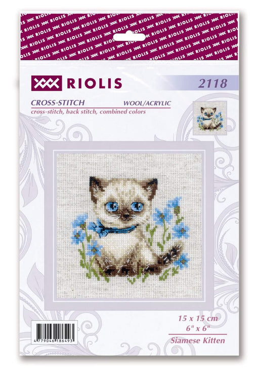 Riolis Cross Stitch Kit - Siamese Kitten Cross Stitch Kits - HobbyJobby