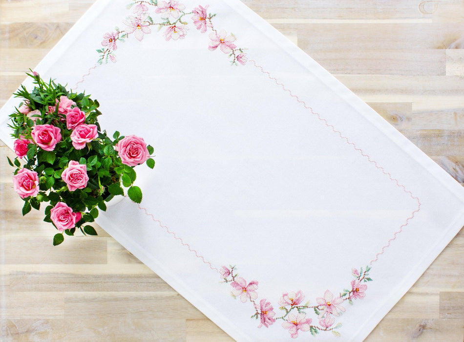 Table Topper - Cross Stitch Kit Table Cloth, FM003 Tablecloth Kits - HobbyJobby